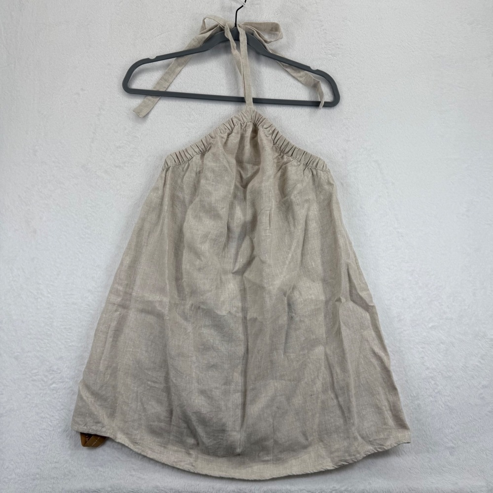 Reformation XS Beige Linen Halter Maui Mini Dress Sleeveless Casual Womens